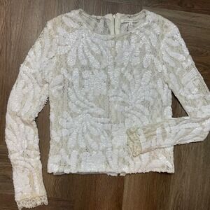 Endless Rose Top Womens Small White‎ Sequin Lace Victorian Edwardian Romantic